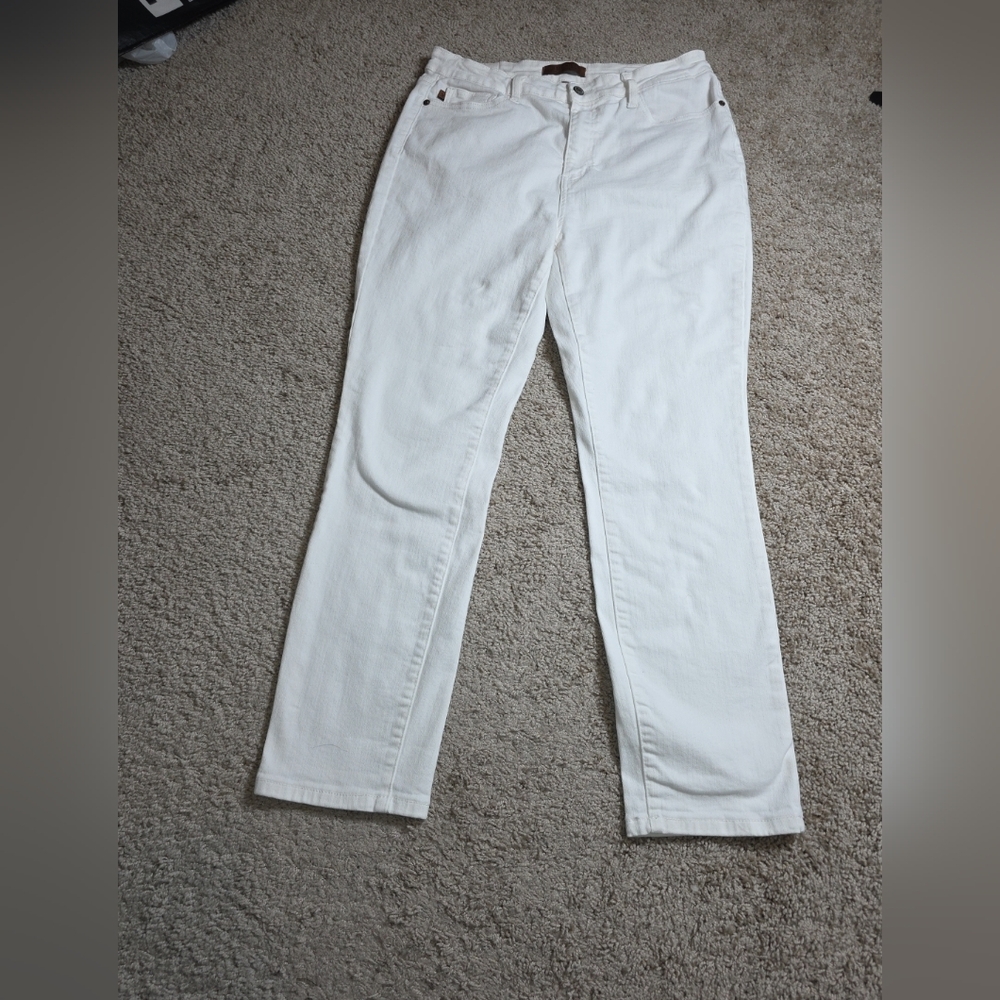 Judy Blue Jeans White Boyfriend Fit Size 15/32 High Rise - Picture 2 of 11